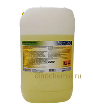 Dinochlorine flüssig (Динохлорин) Жидкий, неорганический хлорный препарат с 13%-ным содержанием активного хлора для обеззараживания воды